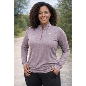 ⚪ Nike Women’s Medium Dri-Fit 1/4 Zip Long Sleeve Running Top Mauve Medium